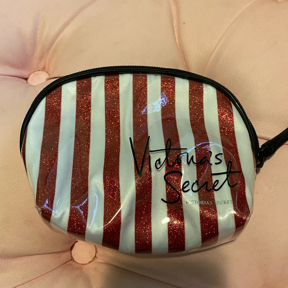 Victoria’s Secret red glitter cosmetic bag